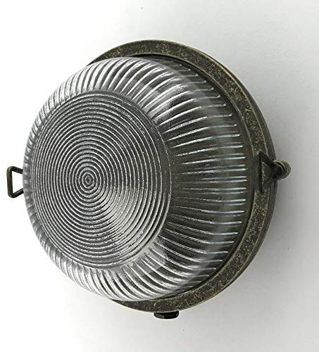 KsH and Co Aigli IP64 Lámpara de pared circular antigua mate de latón sin rejilla