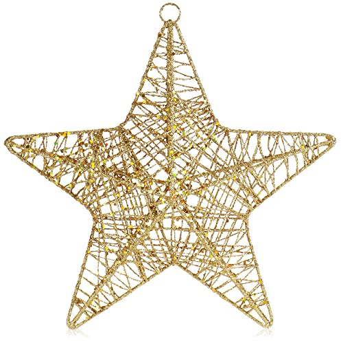 COM-FOUR® Deko Stern Weihnachten, Weihnachtsdekoration Stern zum Aufhängen | Weihnachtsstern aus Metall mit Pailletten - Deko Hänger