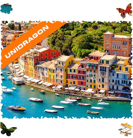 UNIDRAGON Original Holzpuzzle — Italienische Riviera, 500 Teile, King Größe 16.9 x 11.8 Zoll (43 x 30 cm) Schöne Geschenkverpackung, Einzigartige Form Erwachsene und
