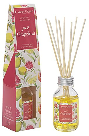 Hassett Green London - Just Grapefruit Fragrance Oil Reed Diffuser 100ml - Long Lasting Home Indoor Fragrance with 8 Rattan Reeds
