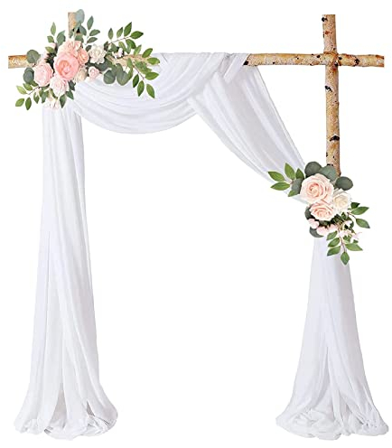 Hochzeit Vorhang Weiß Hochzeitsbogen Drapierstoff Tüllstoff, Chiffon Stoff Vorhänge Tülldekostoff Hochzeit Bogenvorhäng, Foto Hintergrundvorhang Für Arbor Hochzeit Torbogen Zeremonie Party Dekor