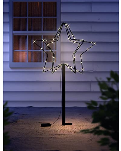 LED 3D Gartenstecker Weihnachtsstern Weihnachtsbeleuchtung Wegbeleuchtung Außen mit 52 LEDs warmweiß Batterie
