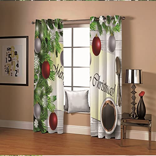AMDXD Tende Oscuranti, Tende A Vetro Per Finestra Marrone Grigio Verde Rosso Pallina di Natale Fiocchi di Neve Caffè Tende Oscuranti 274x274CM