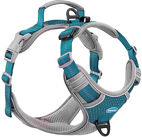 ThinkPet Reflekterande andningsbar mjuk luftnät utan släp valpkobling över huvudet ventilationsväst för små och medelstora hundar och katter