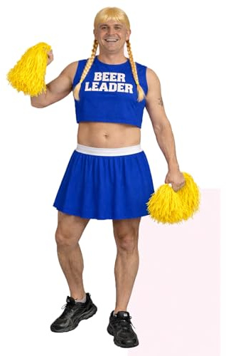 The Dragons Den Lustiges Cheerleader-Bierführer-Kostüm für Junggesellenabschied, für Junggesellenabschied (Rock, Oberteil und Pompons in zufälliger Farbe)