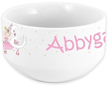 Bol enfant personnalisable – Ajoutez le prénom | Cadeau original | 720mL | Plusieurs motifs | Céramique (Danseuse et cygne)