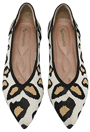 Semwiss Women's Ballet Flats Comfortable Casual Dressy Shoes,Work Flats Office Shoes Pointed Toe Leopard Flats Leopard Size 8