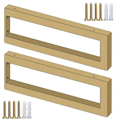 Industrielle Regalhalterungen 2 Stück Regalwinkel Eisenrohr Regalstützen Schwerlastträger Metallhalterung Selbermachen Schwimmende Wandkonsole, Schwarz/Weiß/Gold/Silber (450mm/17.7in,Gold)