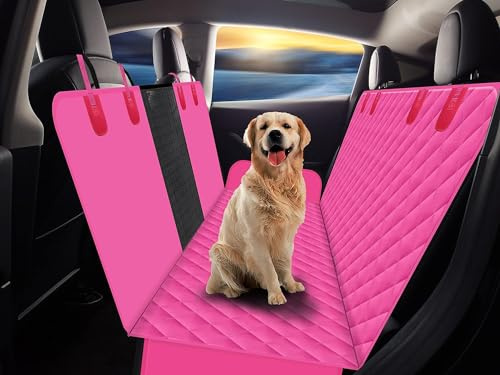GXT Dog Back Seat Cover Protector for Cars SUV and Trucks with Mesh Window, Scratchproof Nonslip and Waterproof Material,Pink