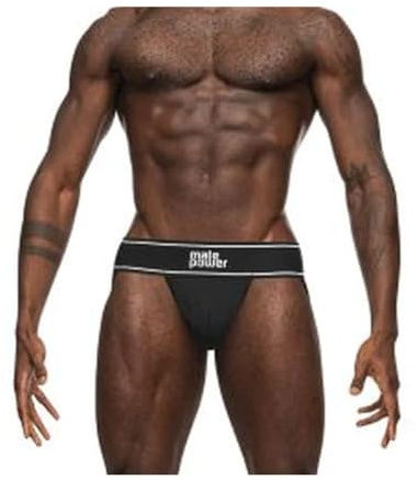 Male Power 390-275 Modal Rib Jockstrap, Schwarz, Small-Medium