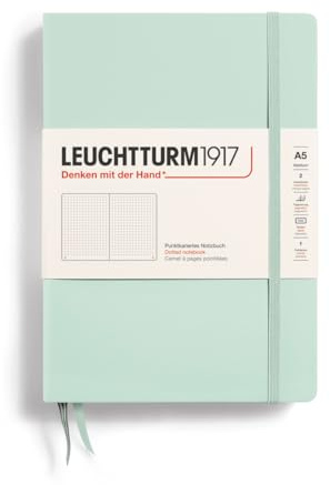 LEUCHTTURM1917 367259 Carnet de notes Medium (A5), Couverture rigide, 251 pages numérotées, Mint Green, pointillé