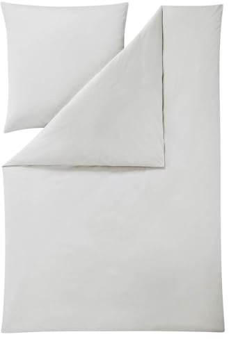 ESTELLA Bettwäsche Takoma 6873 820 Silber Mako Interlock Jersey Unifarben Schlicht Einfarbig Hell Grau, Größe:155 cm x 220 cm
