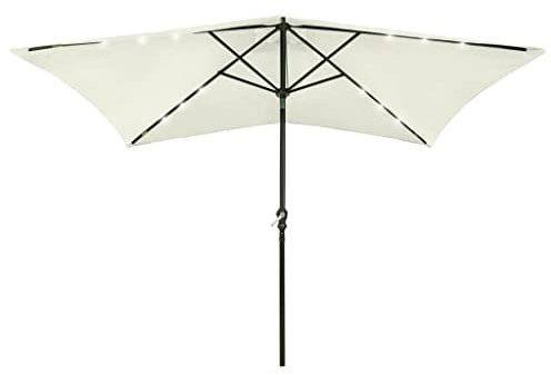 TEKEET Rasen & Garten Sonnenschirm mit LEDs und Stahlstange Sand 2x3m Home & Garden