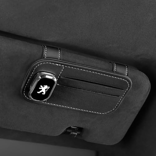 RSFIL Brillenhalter für Auto Sonnenblende für Peugeot 206 208 3008 307 207 301 308 5008 2008, Auto Visier Brille Halterung Ticket Karten Clip Brillen Halterung Visier Magnetische Gläser Aufhänger