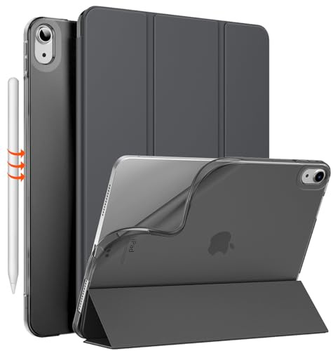 Moko Hülle für iPad Air 11 Zoll M4/M3/M2 (2026/2025/2024), Space Grau | für iPad Air 5./4. Gen 2022/2020 10,9 Zoll Dünn Ständer Schutzhülle mit Weicher TPU-Rückseite PU Leder Auto Schlafen/Wachen