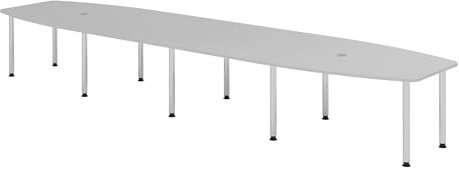 bümö Konferenztisch oval 520x130 cm großer Besprechungstisch in grau, Besprechungstisch mit Chromfüßen, Meetingtisch für 18 Personen, XXL-Tisch für Besprechungsraum & Meeting