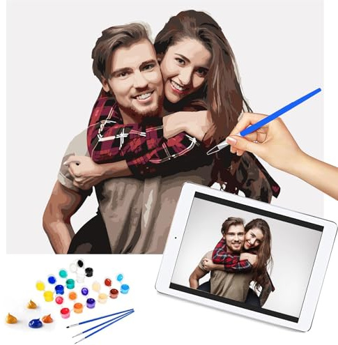 MingSH Eigenes Bild Personalisiert Foto Malen nach Zahlen für Erwachsene und Kinder, Malen-nach-Zahlen-Set Geschenke Kits für Mama, auf Leinwand mit Pinseln, 40 x 50 cm Ohne Rahme