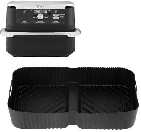 Silicone Air Fryer Liners for Ninja FlexDrawer AF500UK/AF500EU/AF500EUWH & Tefal Easy Fry FW4018G0 – Reusable Non-Stick Basket Insert, Dishwasher Safe, Heat Resistant, Dual Zone 10.4L Accessory