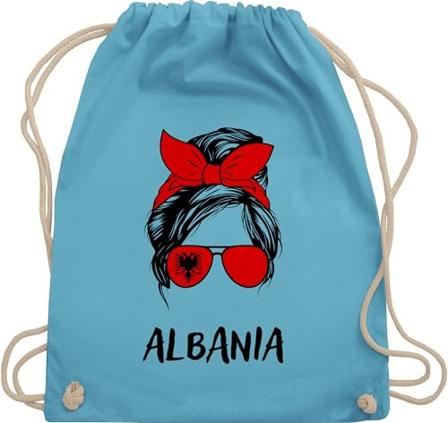 Turnbeutel Rucksack - Fußball EM WM - Taschen - Cooles Albanien Motiv Albania Style Shqipëria - Unisize - Hellblau - fussball 2024 fanartikel soccer fussball-europameisterschaft