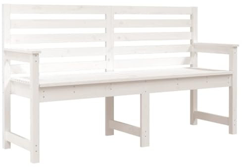 HETFTJN Sitzgruppe Outdoor Gartenbank Balkon Lounge Klein Kleine Gartenbank - Gartenbank Weiß 159,5x48x91,5 cm Massivholz Kiefer für Terrassen Park Balkon Draussen