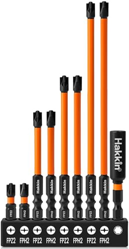 Electrician Impact Screwdriver Bit Set Hakkin 9Pcs Phillips Slotted Screwdriver Bit for Electrician Magnetic S2 Steel FPH2 FPZ2 25mm 75mm 100mm 150mm Slotted Cross Screwdriver Bit with Bit Extensions