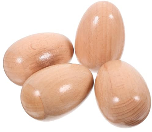 TOYANDONA Maracas-Eier Aus Holz 4-teilig Percussion-Set für Jungen und Mädchen Pädagogisches Musikspielzeug für Kleinkinder Ostern