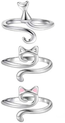 3 Häkelringe, Spannringe zum Häkeln von Katzen, Kätzchenohren, Garnringe, verstellbare Größe, Stricken, Annulus, Metallgarn, Führungs-Fingerhalter, Ringe für Bastelarbeiten, Zubehör, niedliches
