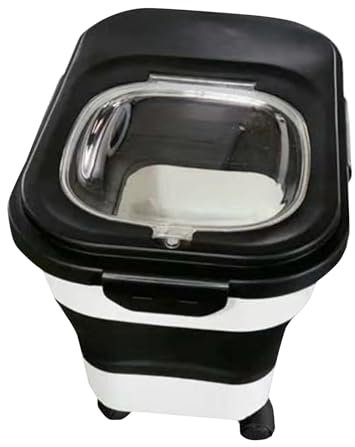 Hundefutter Aufbewahrung mit Rollen,Futtertonne Luftdicht mit Deckel Futtertonne Hund Hundefutter Aufbewahrung Hundefutter Box Trockenfutter Aufbewahrung Futterbox Hund 40 L (Schwarz, 42X30.5X28.5CM)