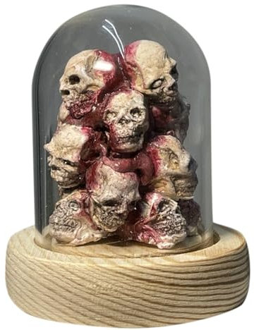 Mini calavera que brilla en la oscuridad en cúpula de cristal: decoración misteriosa de Halloween hecha a mano, arte gótico único for escritorio, regalo espeluznante y genial.(Regular style)
