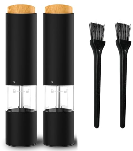 Mocturnity Ensemble de moulin à sel et poivre électrique moulin à sel et poivre automatique épaisseur réglable lumière LED alimenté par batterie