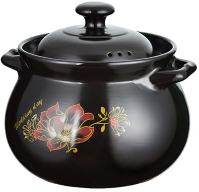 YLME Pentola di Cottura in Argilla in Ceramica - Pentola Tradizionale per Cucinare, Pentola di Argilla per Fornello e Forno,4L