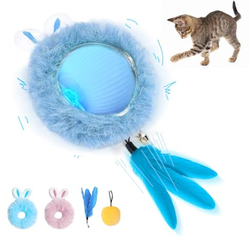 TZQFROCE Interaktives Katzenspielzeug Ball mit Schwanz Katzenspielzeug Selbstbeschäftigung Rollender Ball für Katze 3 Spielmodi interaktiver Hundespielball für Aktivitäten und Unterhaltung