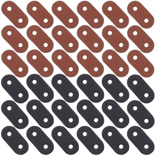 CALFOVERA 50 Pieza de Tapones de Palanca Ovalados de Cuero Sintético de 2 Colores, Cierres de Cordón con Dos Orificios, Ajustador de Cordón, Hebillas Deslizantes de Cuero para Chaquetas