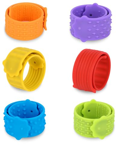 Fukaisu 6pz Bracciale Fidget Schiaffo, Colorati in Silicone Antistress Braccialetti Giocattoli Indossabili Testurizzati per Bambini e Adulti Ufficio Classe Calma e Concentrazione Gadget