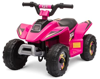 Straame 6V Electric Ride-On Quad Bike ATV for Toddlers Ages 18-36 Months, Forward/Reverse, 4-Wheel Design, 1.9-3.8 km/h Speed, 72×40×45.5 cm (Pink)