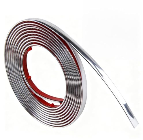 Valquzar 3 Metres Self Adhesive Wall Molding Trim 8mm Silver Tile Edge Trim Mirror-Like Finish Peel and Stick Flexible Strip for Ceiling Walls Paneling Tables Corners Decorative Edging