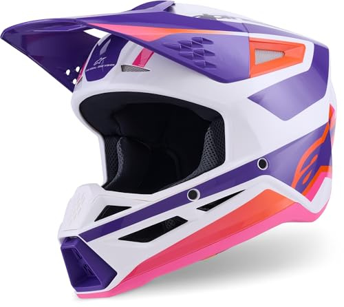 Alpinestars S-M3 Heat Motocross Helm, weiß/lila, M (57/58)