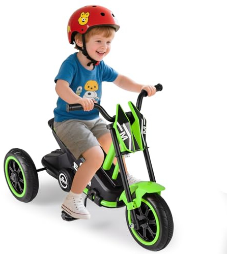 GOPLUS Kinder Dreirad, Kinderdreirad mit 3 Rädern, rutschfeste Pedale & Lenkbegrenzung, Kleinkinderfahrräder mit Vorwärts-/Rückwärtsfahrfunktion, für Kinder ab 3 Jahren (Grün)
