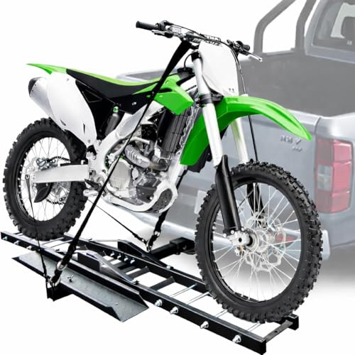 Motorcycle Hitch Carrier 500lbs Heavy Duty Steel Dirt Bike Rack with Loading Ramp, Anti-Tilt Anti-Wobble Lock, Tow Hitch Motorcycle Hauler
