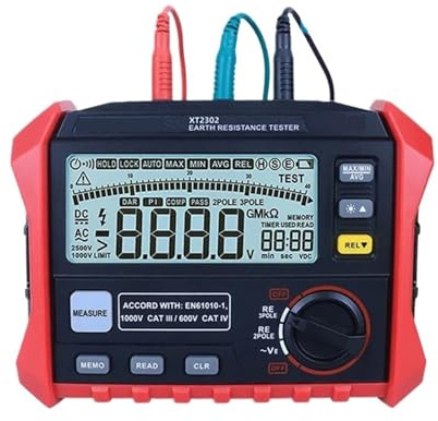 Pinza Amperometrica Misuratore di resistenza terra digitale XT2302, tester da 0 Ohm a 4K, 100 gruppi, registrazione dati con retroilluminazione