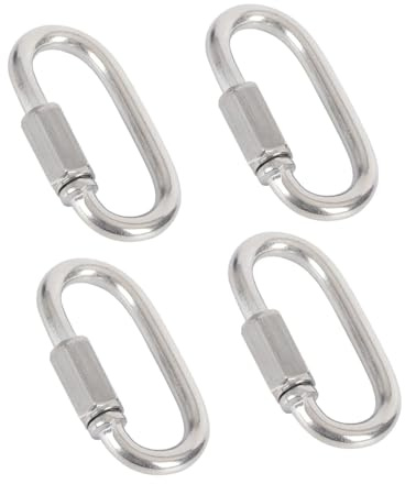 4 Unidades de Mosquetones de Seguridad de Acero Inoxidable con Cierre Rápido y Tornillo M4 - Grapas en Forma D de Gran Resistencia para Senderismo, Camping, Escalada y Equipo de Aire Libre.