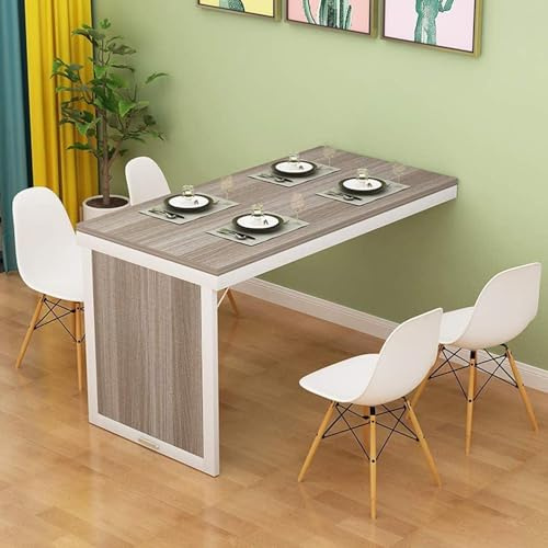 Hängender Wandtisch, Computertisch aus Massivholz, multifunktionaler Bartisch, Küchentisch, Werkbank, Schreibtisch, mit Zubehör, Weiß – 80 x 50 x 75 cm