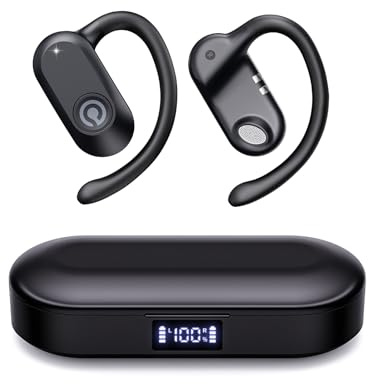 CXK Open Ear Headphones Bluetooth 5.4 Bone Conduction Headphones with 60Hrs Stereo Sound, Wireless Open Earbuds with Mic Clear Call, 0.27oz Lightweight Design, IPX6 Waterproof for Sports, Black
