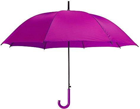 eBuyGB Automatic Opening Plastic Crook Curved Handle Wedding Umbrella Coloured Rainproof for Men, Women, Kids, Unisex, Bridal Brolly - Pink 41.5 Inch / 105cm Span 82cm Length