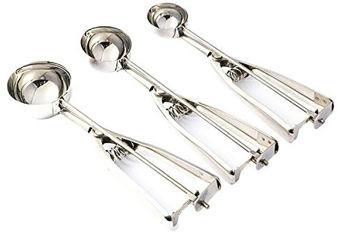 Ice Cream Scoop - Ice Cream Scoop Set, 3 Pcs Stainless Steel Ice Cream Scoop Trigger Include Small Size, Medium Size, Large Size (3-Piece Set)