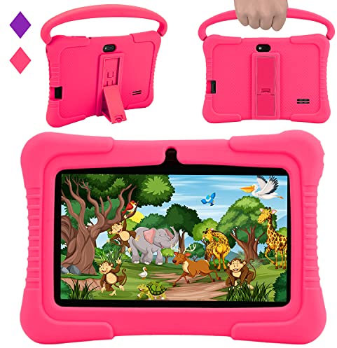 Veidoo Android Kids Tablet, 7 inch IPS Screen, 2GB RAM 32GB ROM, Safety Eye Protection, Education, Tablet for Toddle with WiFi, Games, Parental Control APP (Pink)