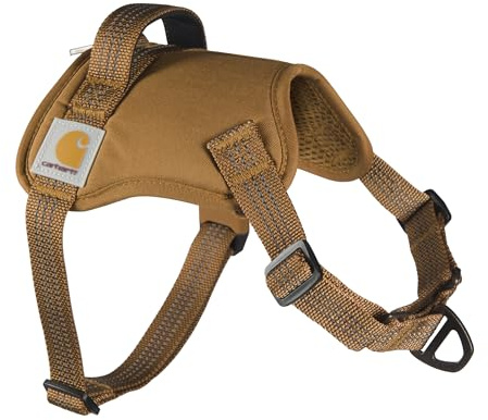 Carhartt Nylon-Ente, kein Ziehen, voll verstellbares Hundegeschirr mit schnell kontrollierbarem Griff und reflektierenden Akzenten, Carhartt Brown, Größe M