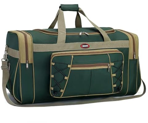 BAGZY Resväska 70 Liter Stor Sportväska Herr Dam Vattentät Handbagage Koffer Kabin Holdall Bag Weekender Resväska Duffle Bag Handväska Resväskor för Gym Camping Resor Semester Grön Gul