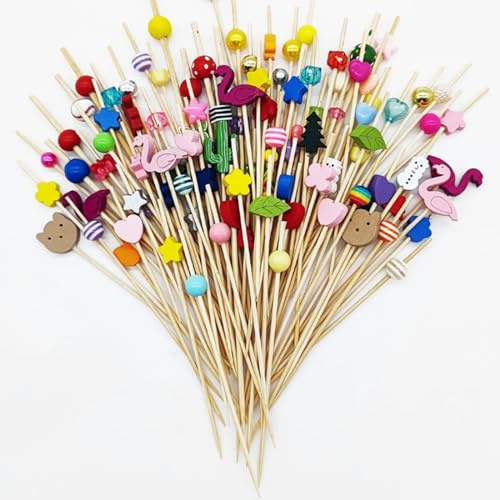 200 Piezas Pinchos de Cocktail, Pinchos de Comida,Palillos de Madera para Cocktail, Pinchos para Los Dedos