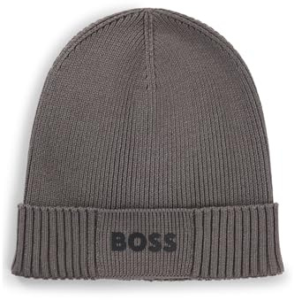 BOSS Herren Asic Beanie-X Mütze aus Baumwolle und Schurwolle mit Logo-Detail
